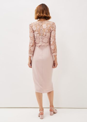 Double layer lace midi dress sale