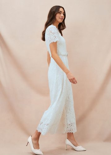 Phase Eight Amaliah Lace Wedding Jumpsuit Ivory