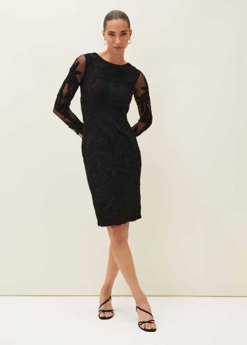 Phase Eight Isobel Tapework Lace Dress Black