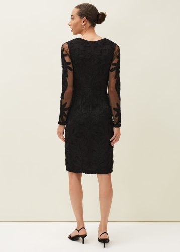 Phase Eight Isobel Tapework Lace Dress Black