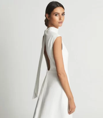 Reiss Livvy Open Back Midi Dress White