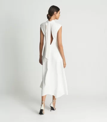 Reiss Livvy Open Back Midi Dress White