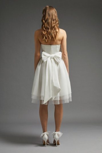 Coast Corset Detail Full Mini Dress With Bow Back Ivory