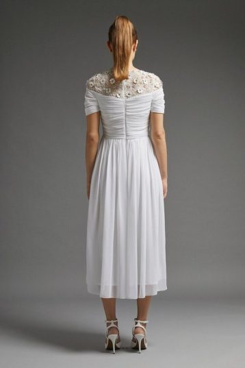 Coast Pleated Midaxi Dress With Embellishment Ivory