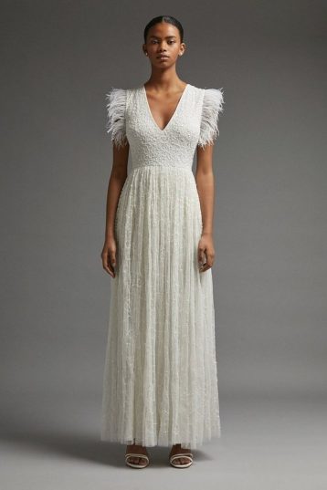 Coast Premium Beaded Maxi Dress Ivory