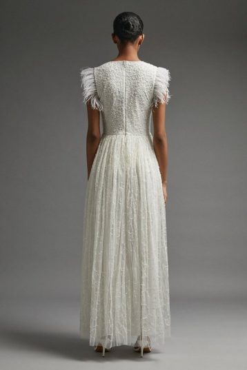 Coast Premium Beaded Maxi Dress Ivory