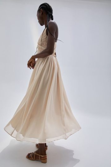 H&M Pleated bridesmaid midi dress Light Beige