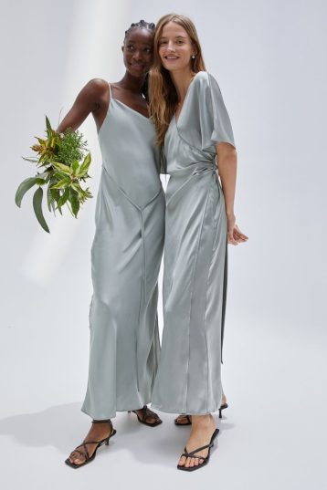 H&M Satin bridesmaid maxi dress Light turquoise