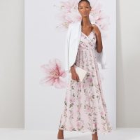 Hobbs Catherine Silk Floral Maxi Dress Blush Pink Multi myonewedding