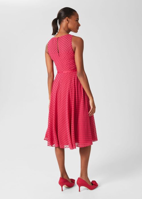 Hobbs red sale polka dot dress