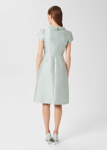 Hobbs Jocelyn Wool Silk Fit And Flare Dress Sage Green