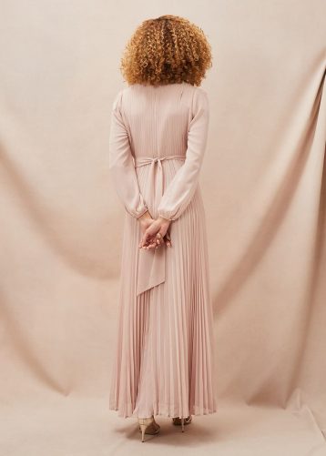 Phase Eight Alecia Pleated Chiffon Maxi Dress Antique Rose Blush