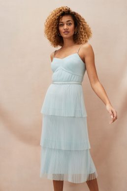 Phase Eight Kaia Pleated Tulle Midi Dress Mint Green Eau De Nil