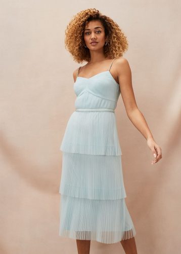 Phase Eight Kaia Pleated Tulle Midi Dress Mint Green Eau De Nil