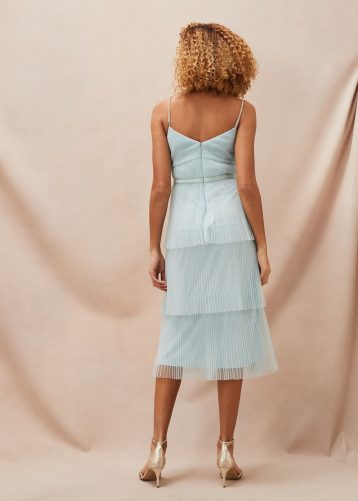 Phase Eight Kaia Pleated Tulle Midi Dress Mint Green Eau De Nil