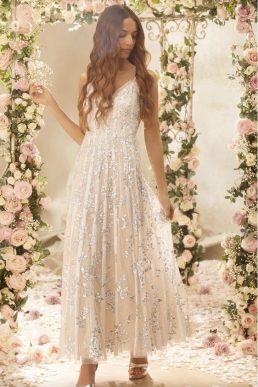 Joanna Hope Sequin Wrap Maxi Bridal Dress, Champagne - Dresses