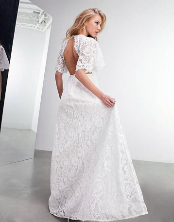 ASOS EDITION Olivia lace flutter sleeve wedding dress Ivory