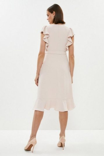 Coast Double Ruffle Hem Dress Blush Pale Pink