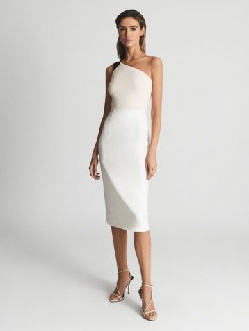 Reiss RIANA Colourblock Bodycon Dress White