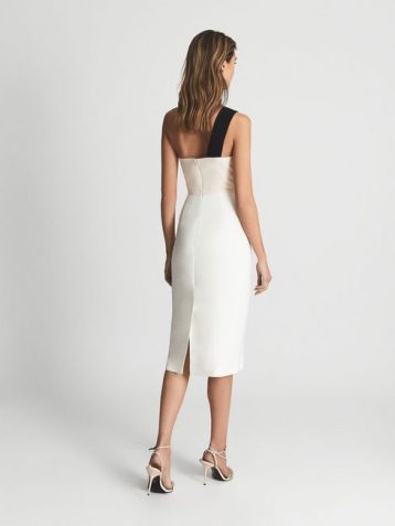 Reiss RIANA Colourblock Bodycon Dress White