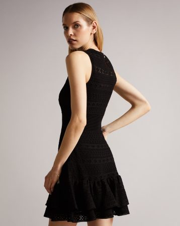 Ted Baker Maleko Lace Stitch Dress Black