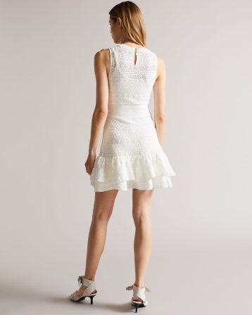 Ted Baker Maleko Lace Stitch Dress White