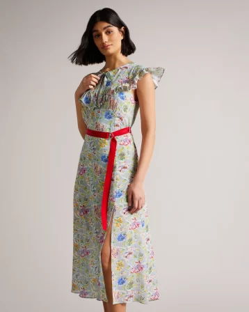 Ted Baker Maurier MIB Floral Printed Midi Dress Multi Blue