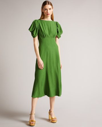 Ted Baker Tulipi Panelled Midi Tea Dress Green