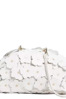 Ted Baker Floriah Flower Applique Frame Clutch ivory