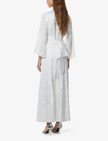 Galvan London Havana wrap-front silk-blend maxi dress White