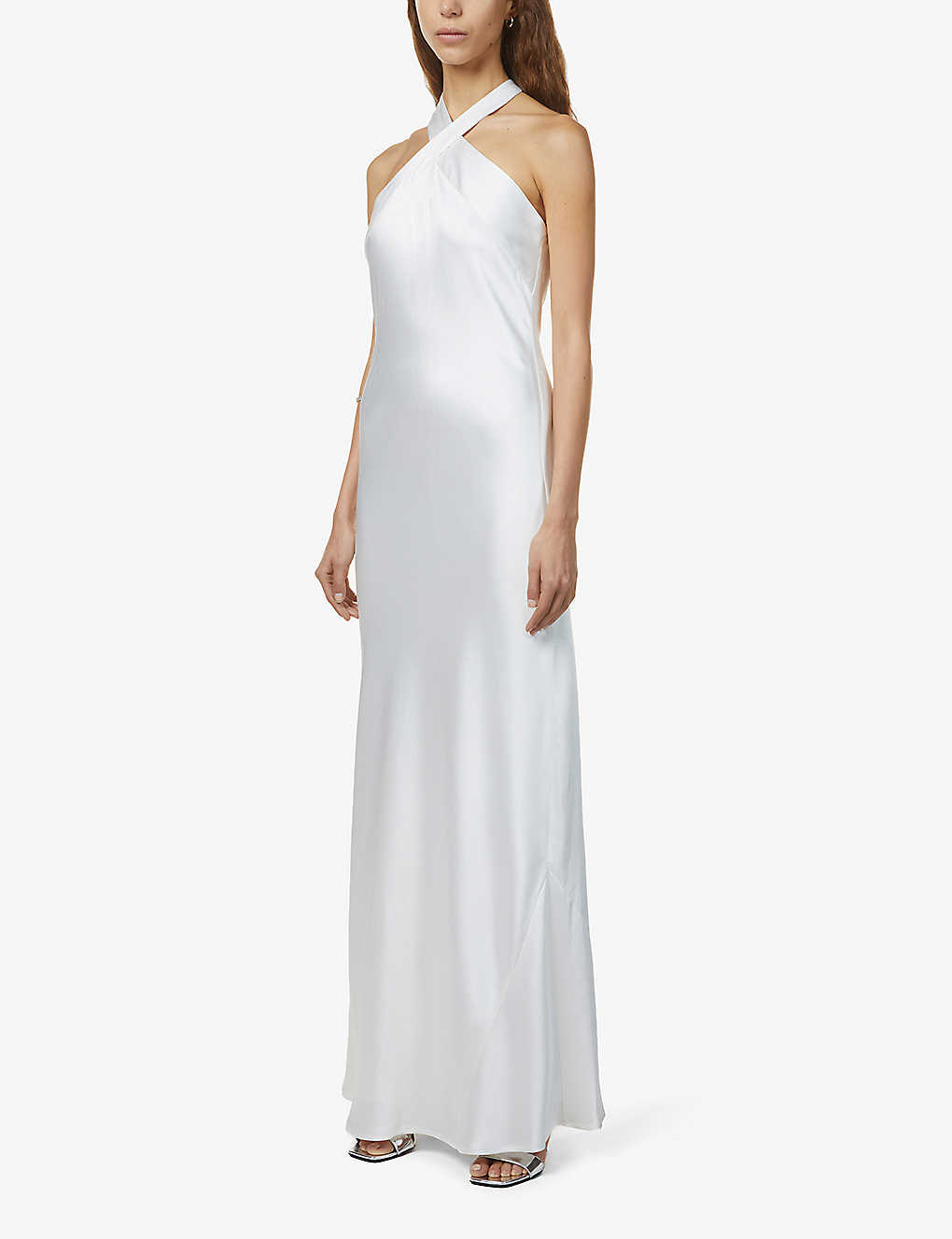 Galvan London Monaco halterneck silk bridal gown, White