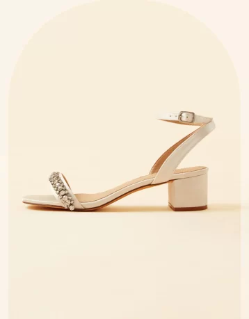 Monsoon Embellished low block heel bridal sandals ivory