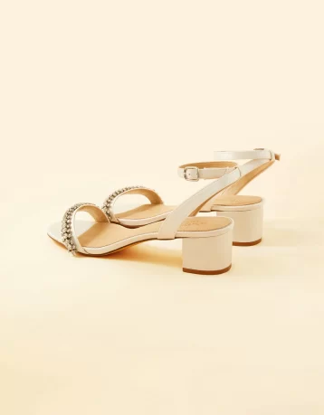 Monsoon Embellished low block heel bridal sandals ivory