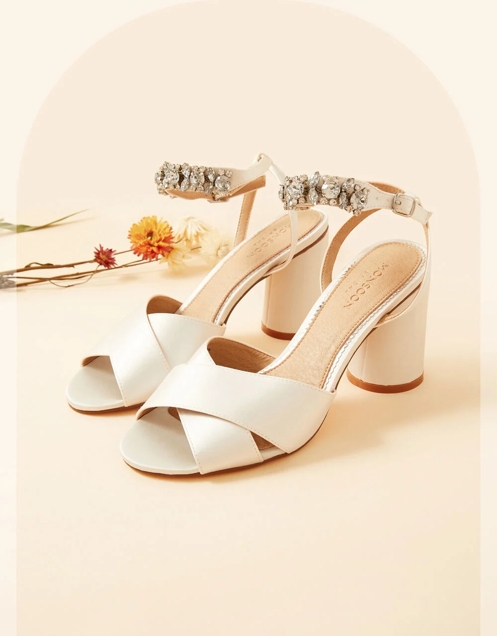 Bridal shoes low heel on sale ivory