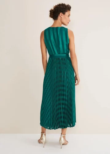 Phase Eight Beverley Stripe Jacquard Midaxi Dress Jade Green