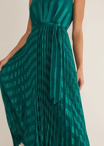 Phase Eight Beverley Stripe Jacquard Midaxi Dress Jade Green