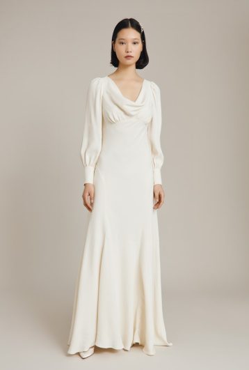 Ghost Anika Sleeve Cowl Neck Wedding Dress Cloud Dancer Ivory