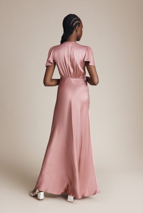 Delphine Pink Satin Maxi Dress