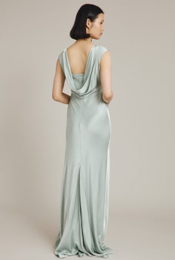 Ghost Salma Olivia Satin Cowl Back Maxi Dress Dusty Green