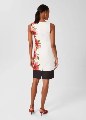 Hobbs Moira Floral Shift Dress Red White