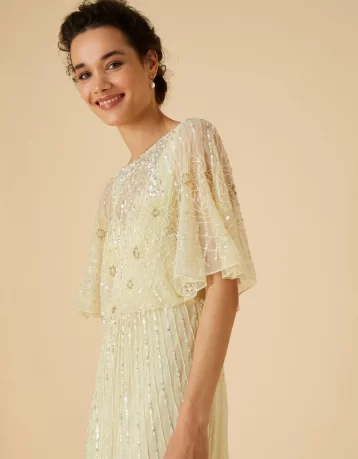 Monsoon yellow lace dress hotsell