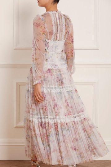 Needle & Thread Floral Wonder Ankle Gown Multi White Pink