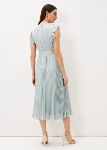 Phase Eight Carmella Pleated Dress Pale Sage Green