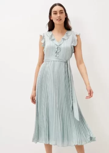 Phase Eight Carmella Pleated Dress Pale Sage Green