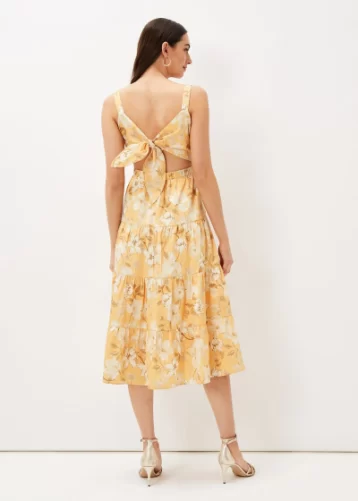 Phase Eight Elaina Printed Tiered Dress Yellow Multi