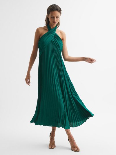 Halter neck dress top green