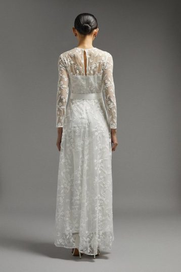 Coast Bridal All Over Embroidered Long Sleeve Maxi Dress Ivory