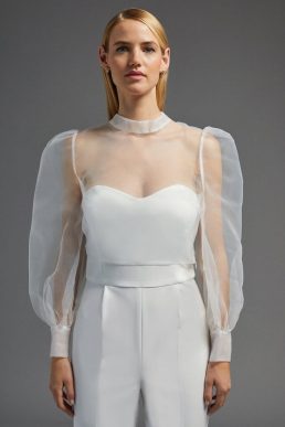 Coast Organza Bow Back High Neck Top Ivory