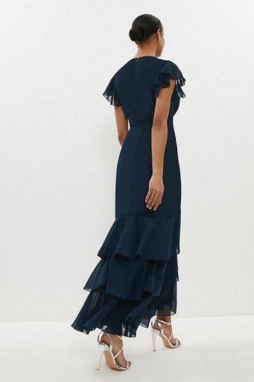 Coast Tiered Hem Ruffle Maxi Bridesmaid Dress Navy Blue