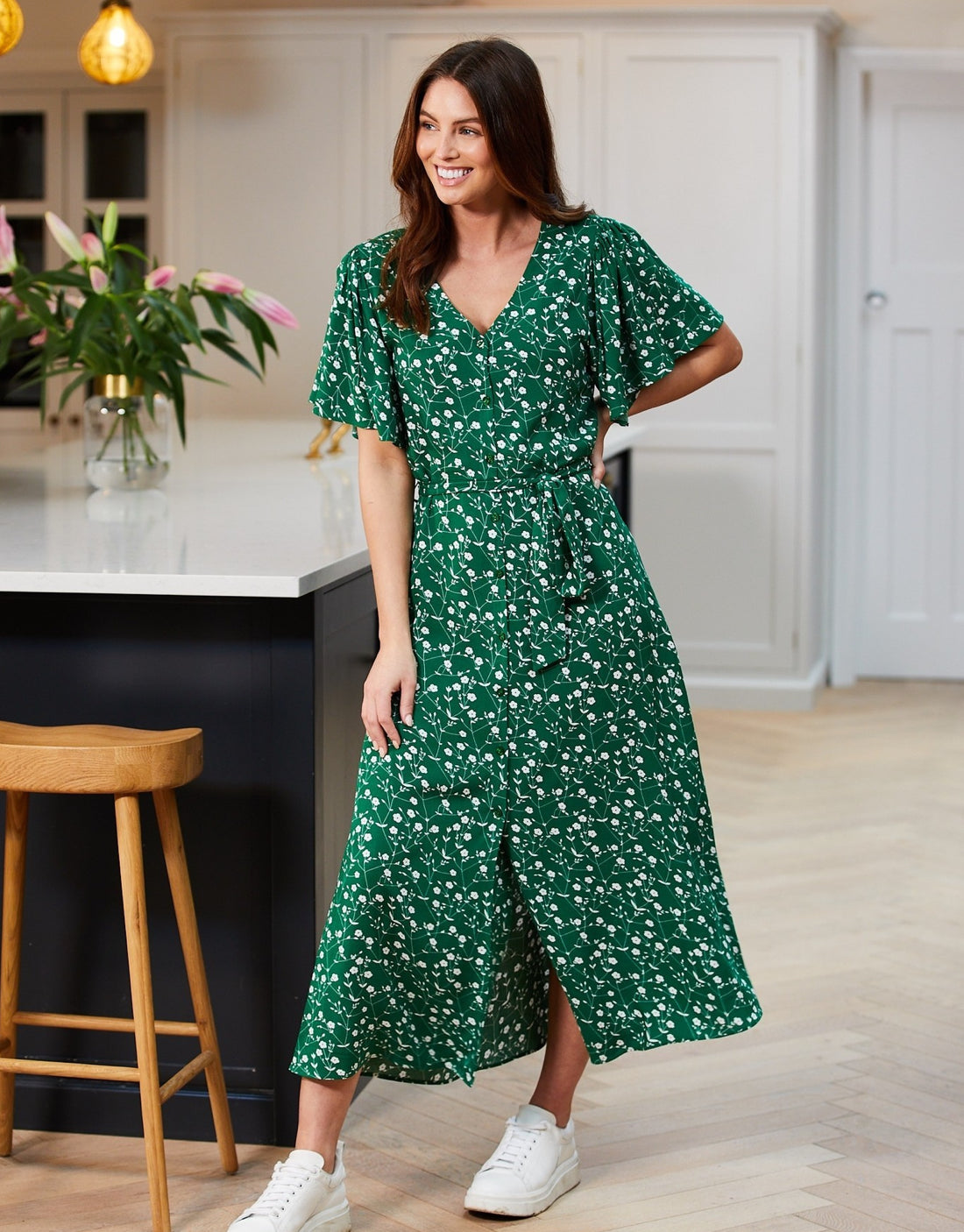 Green Floral Print Dress, £35.99